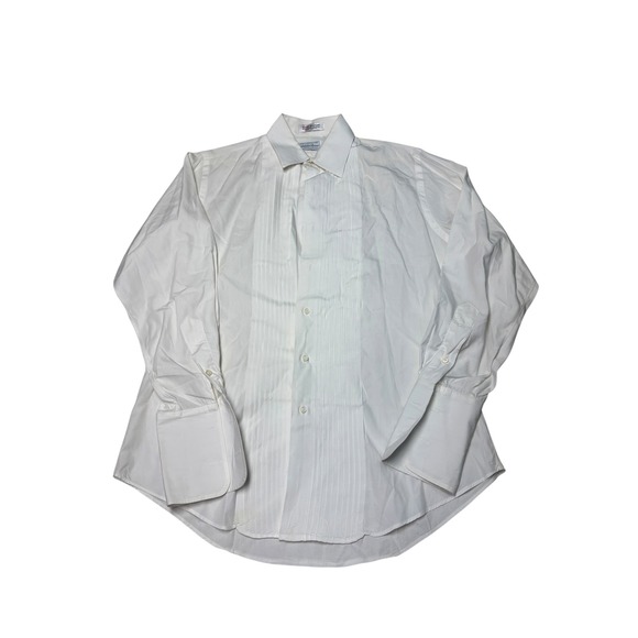 Saks Fifth Avenue Other - Vintage Saks Fifth Avenue White Pleated Tuxedo Shirt Men 15.5 Cotton French Cuff